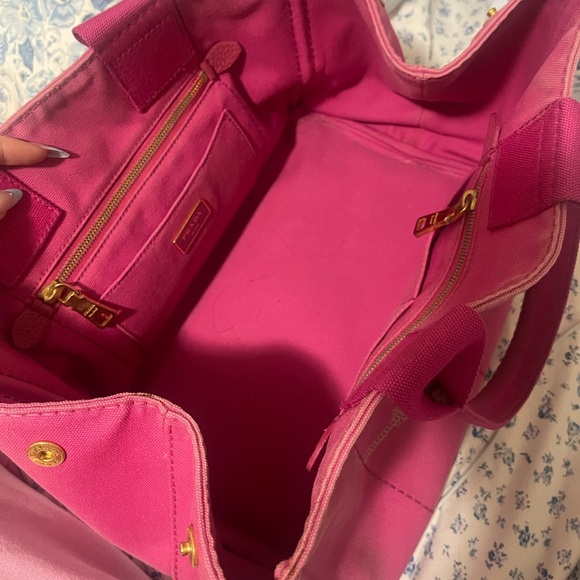 Prada Pink Canvas Tote Bag Authentic - Picture 3 of 4